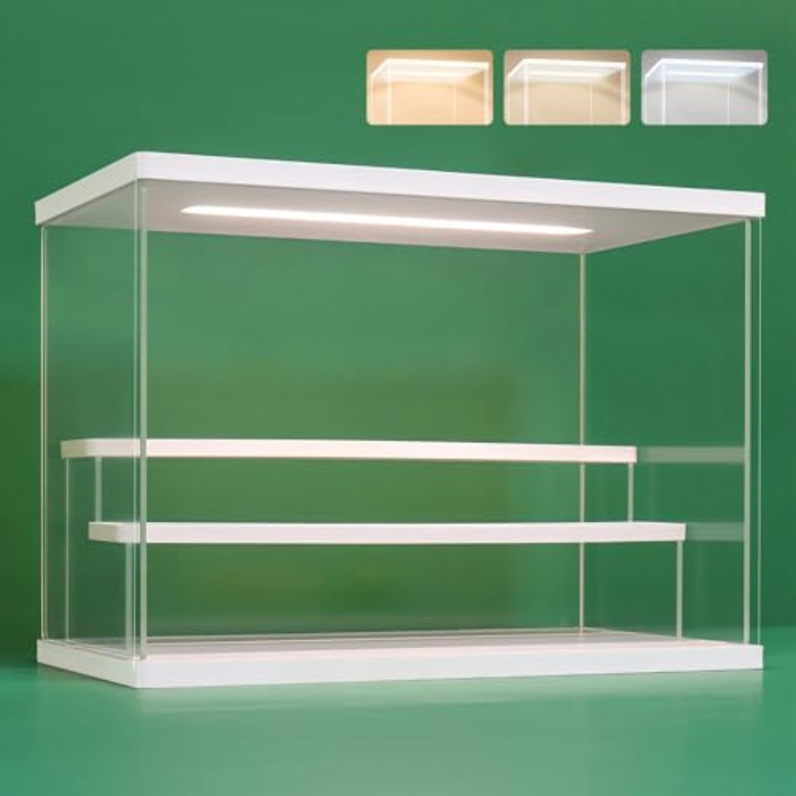 Battery Case Storage - Kotak Display Akrilik Transparan dengan Lampu